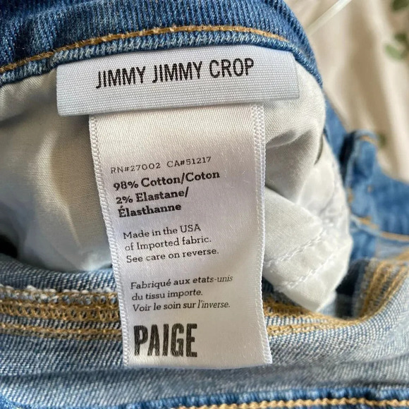 PAIGE Jimmy Jimmy Crop Jeans Size 29 Whiskering Medium Wash - Picture 7 of 7